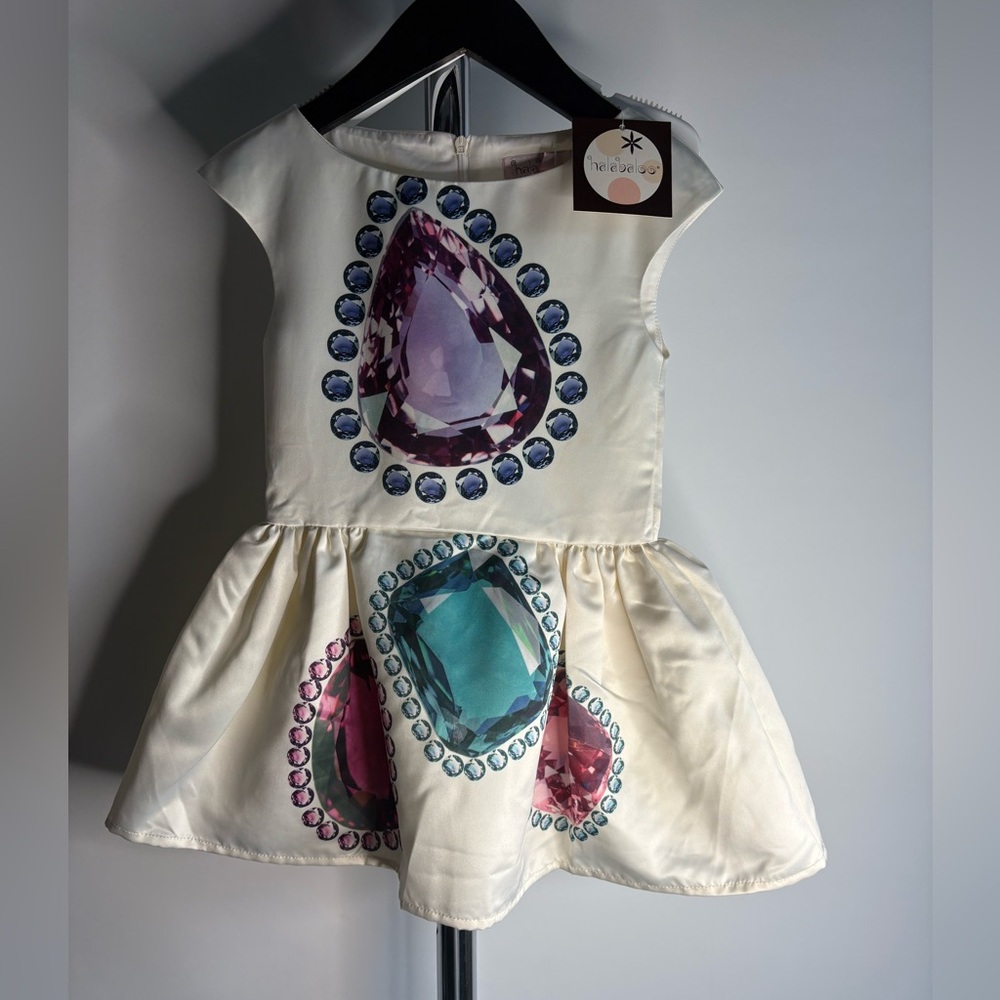 Hale Bob Girls Ivory Jewel Print Party Dress Size 3T